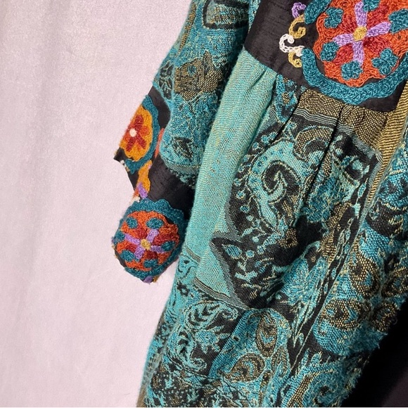 Soft Surroundings Istanbul Turquoise Tapestry Embroidered Jacket Kimono - Picture 8 of 12